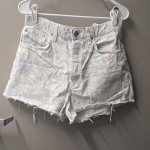 Zara Light Blue Patterned Jean Shorts
